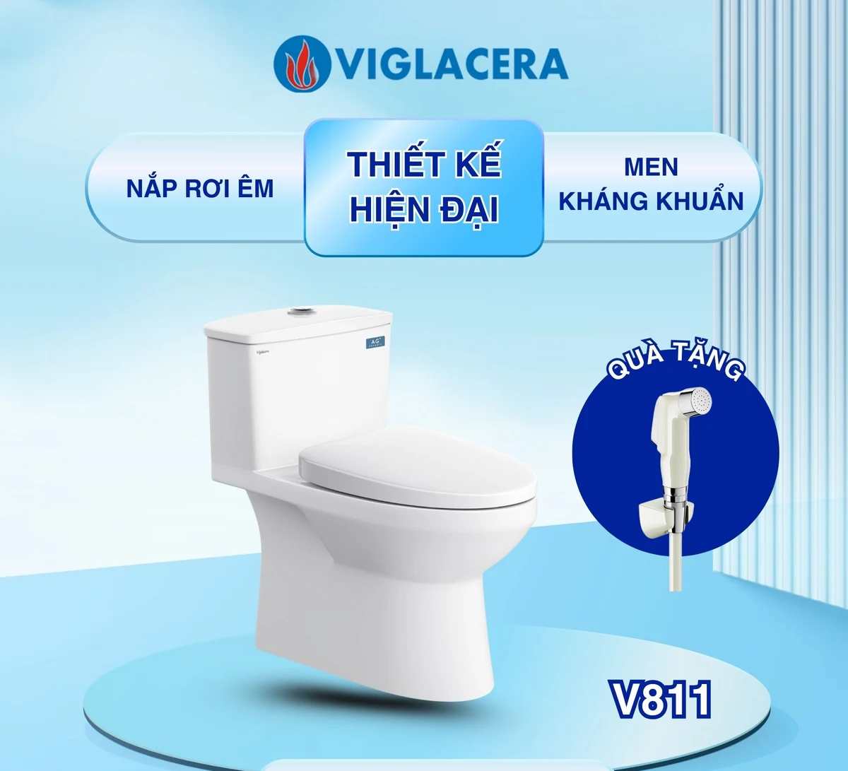 Bồn Cầu Viglacera V811 Xả Xoáy